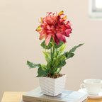 Dalias artificiales de 14" para decoración del hogar, eventos y escaparates - Burdeos