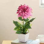 Dalias artificiales de 14" para decoración del hogar, eventos y escaparates - Morado