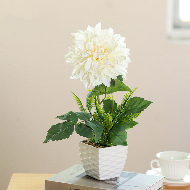 Dalias artificiales de 14" para decoración del hogar, eventos y escaparates - Blanco