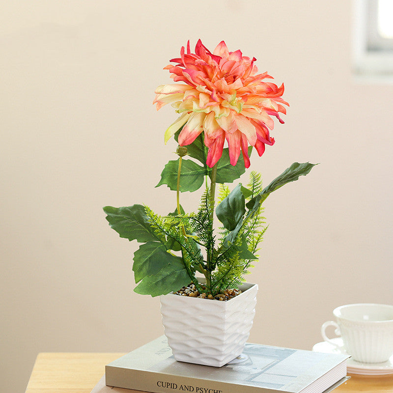 Dalias artificiales de 14" para decoración del hogar, eventos y escaparates - Rosa
