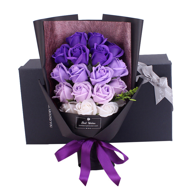 Rosas artificiales de 15" x 8" para bodas y eventos - Blanco-morado