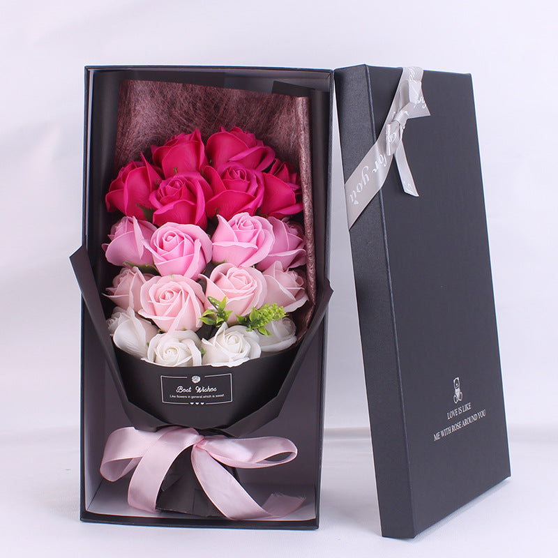 Rosas artificiales de 15" x 8" para bodas y eventos - Blanco-rosa