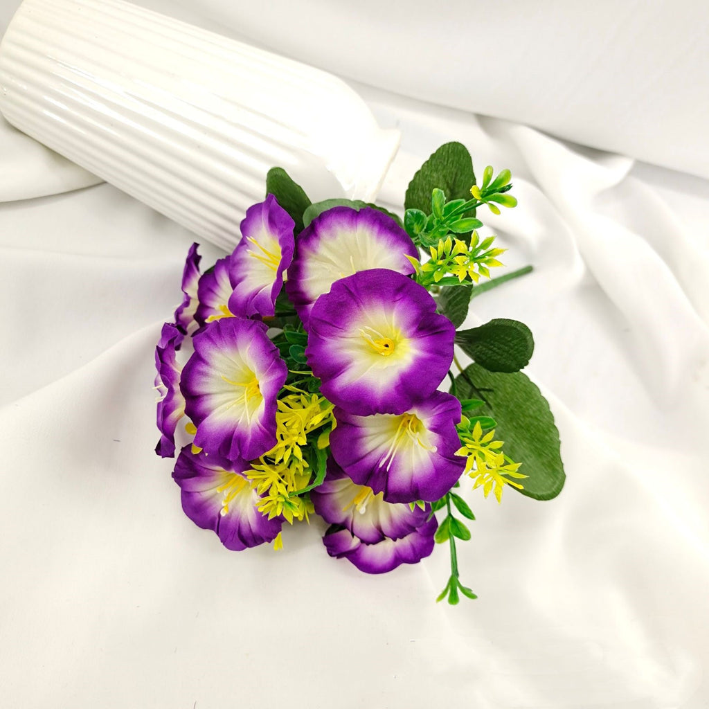 Campanillas artificiales con resistencia a los rayos UV de 13" para jardín, balcón y terraza - Morado 18 arbustos