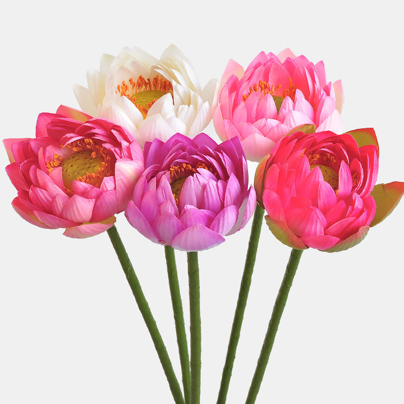 Lotos artificiales con tacto real para decoración del hogar, eventos y escaparates - 31" blanco bud