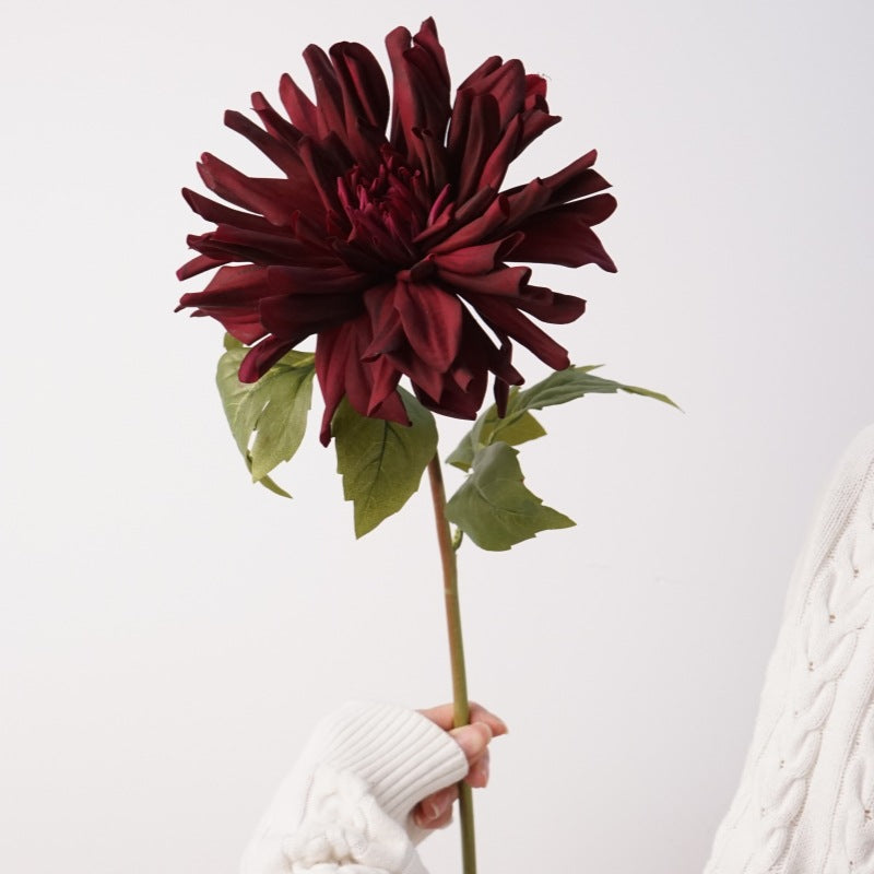 Dalias artificiales con resistencia a los rayos UV con tacto real de 23.6" para jardín, balcón y terraza