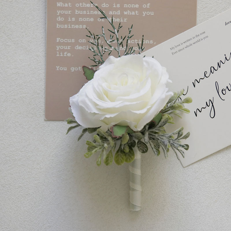 Rosas artificiales con resistencia a los rayos UV de 6" x 5" para jardín, balcón y terraza - D/boutonniere
