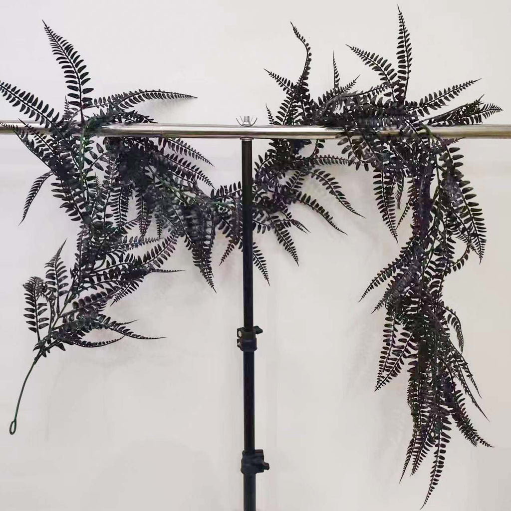 Helechos artificiales con resistencia a los rayos UV con tacto real de 70" x 6" 5 piezas para jardín, balcón y terraza - Negro