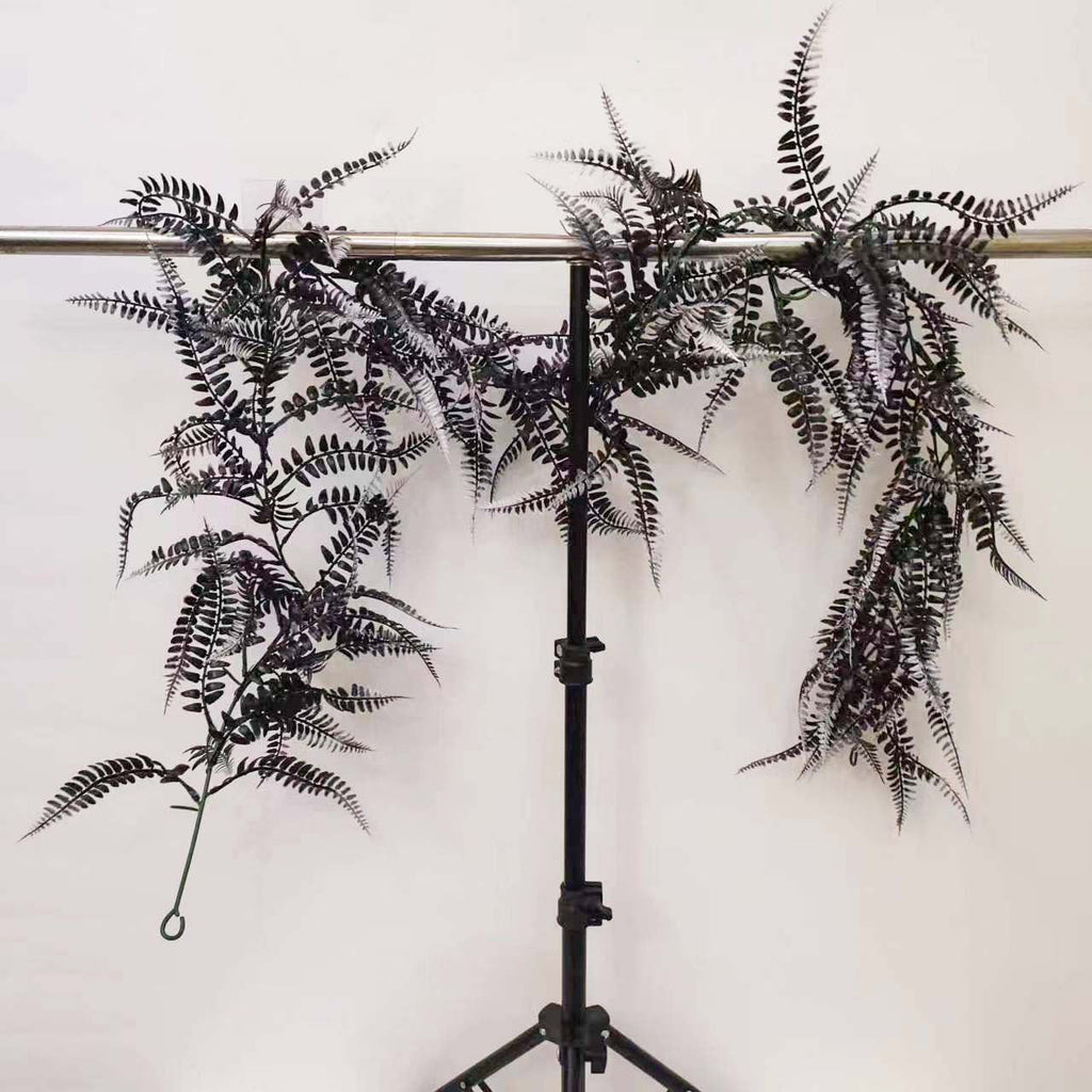Helechos artificiales con resistencia a los rayos UV con tacto real de 70" x 6" 5 piezas para jardín, balcón y terraza - Degradado negro/blanco
