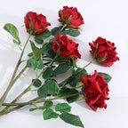 Rosas artificiales con tacto real de 17" para jardín, balcón y terraza - Rojo