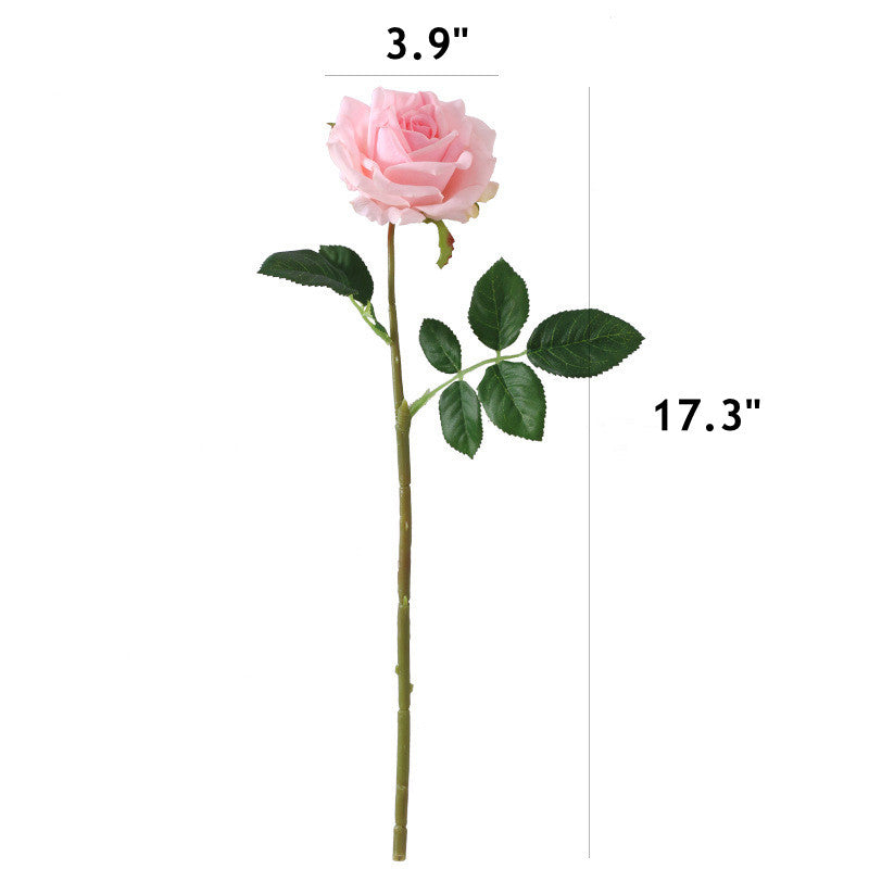 Rosas artificiales con tacto real de 17" para jardín, balcón y terraza - Champán