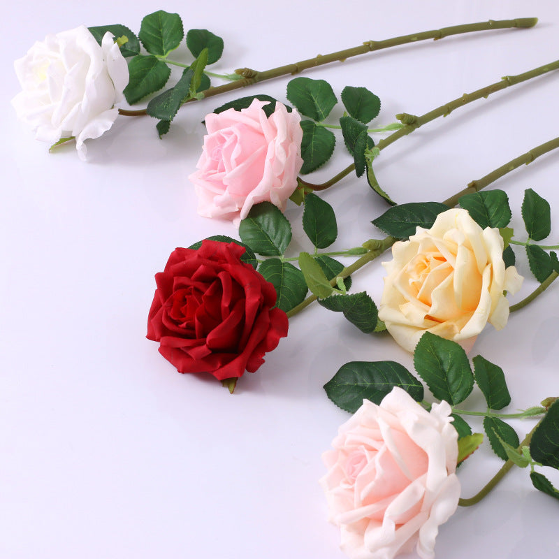 Rosas artificiales con tacto real de 17" para jardín, balcón y terraza - Blanco