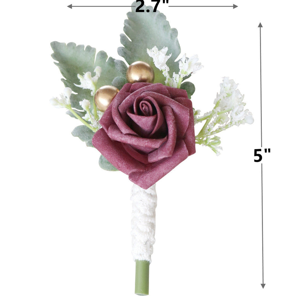 Rosas artificiales de 5" para jardín, balcón y terraza - Marfil 10+2 piezas