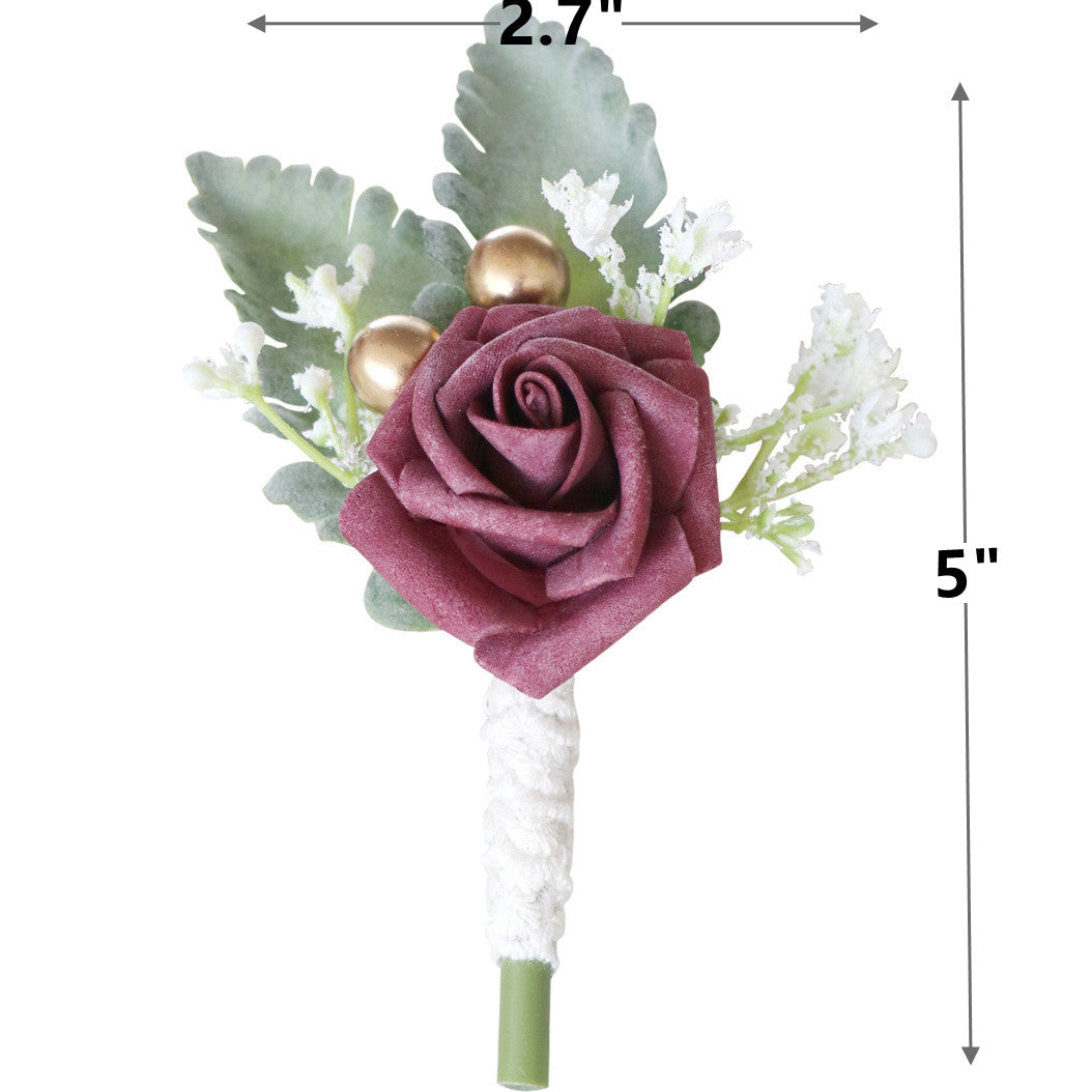 Rosas artificiales de 5" para jardín, balcón y terraza - Marfil 10+2 piezas