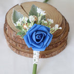 Rosas artificiales de 5" para jardín, balcón y terraza - Klein azul 10+2 piezas