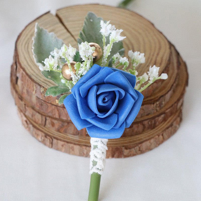 Rosas artificiales de 5" para jardín, balcón y terraza - Klein azul 10+2 piezas