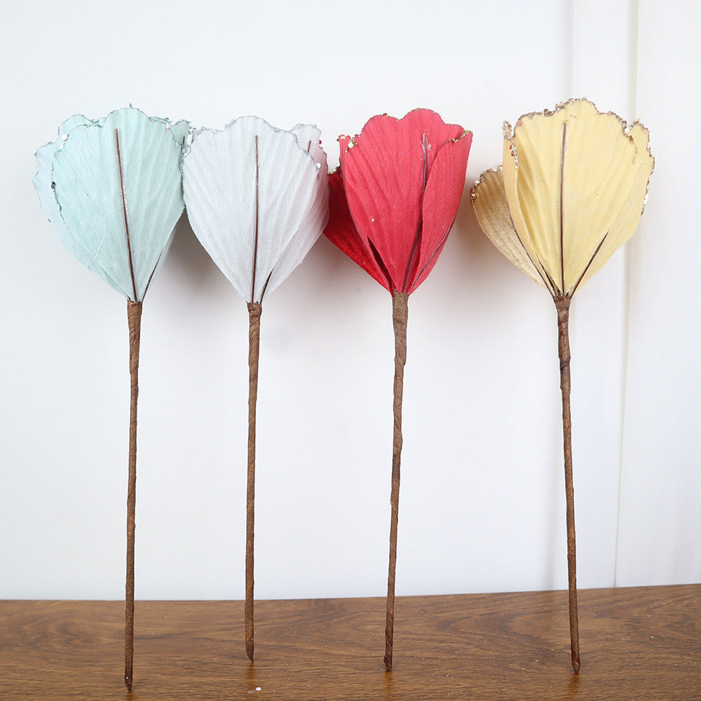 Flores de Pascua artificiales de 12" x 8" 100 piezas para bodas y eventos - Dorado