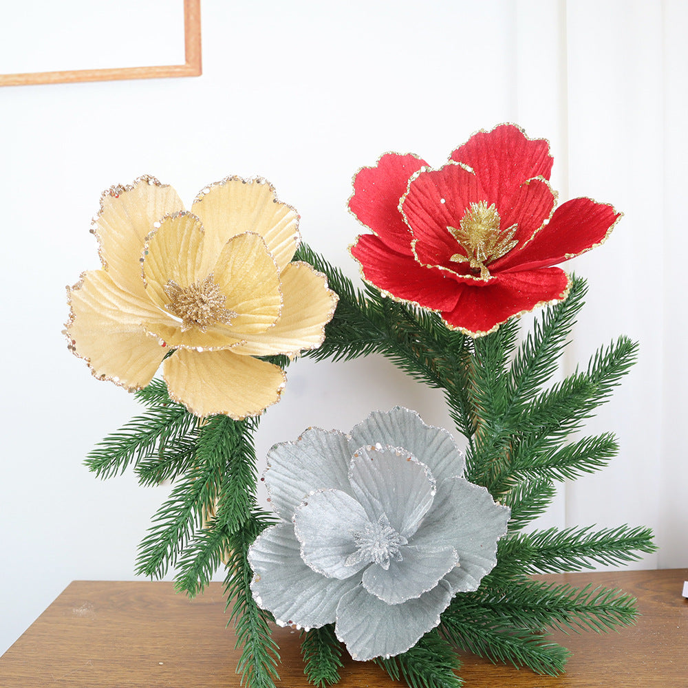 Flores de Pascua artificiales de 12" x 8" 100 piezas para bodas y eventos - Rojo