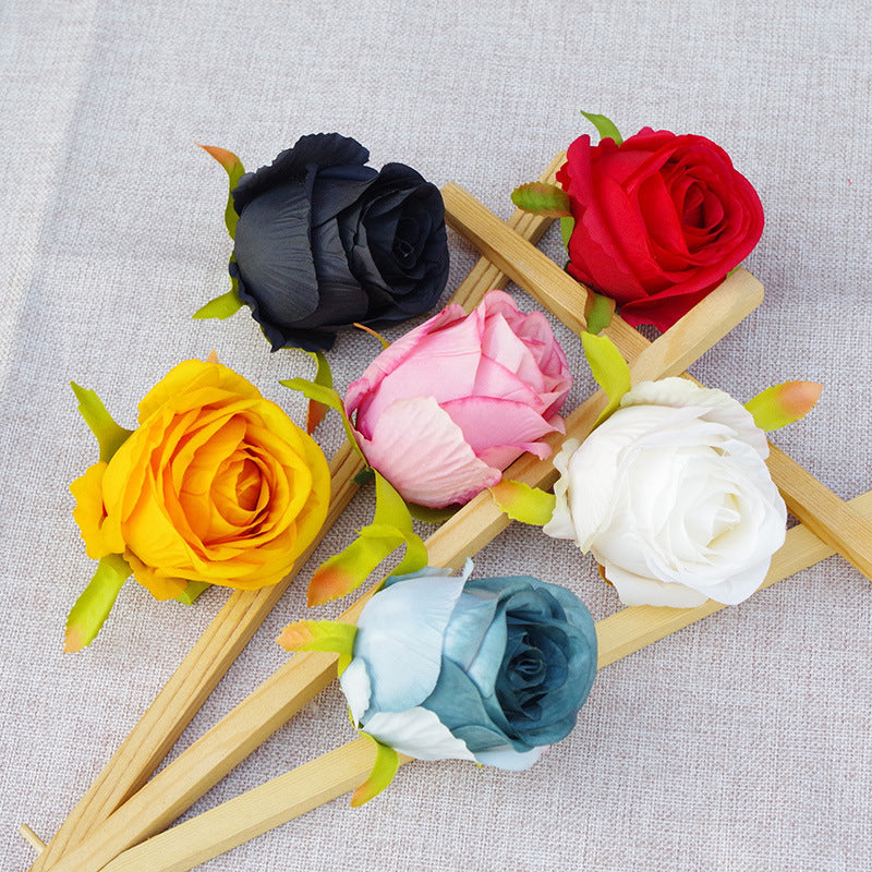 Rosas artificiales de 3" x 3" 10 piezas para bodas y eventos - Negro