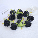 Rosas artificiales de 3" x 3" 10 piezas para bodas y eventos - Naranja quemado