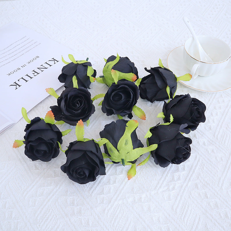 Rosas artificiales de 3" x 3" 10 piezas para bodas y eventos - Naranja quemado