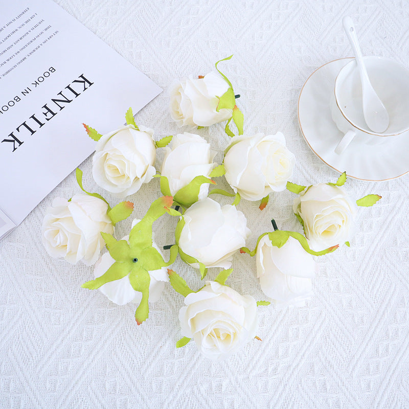 Rosas artificiales de 3" x 3" 10 piezas para bodas y eventos - Dorado amarillo
