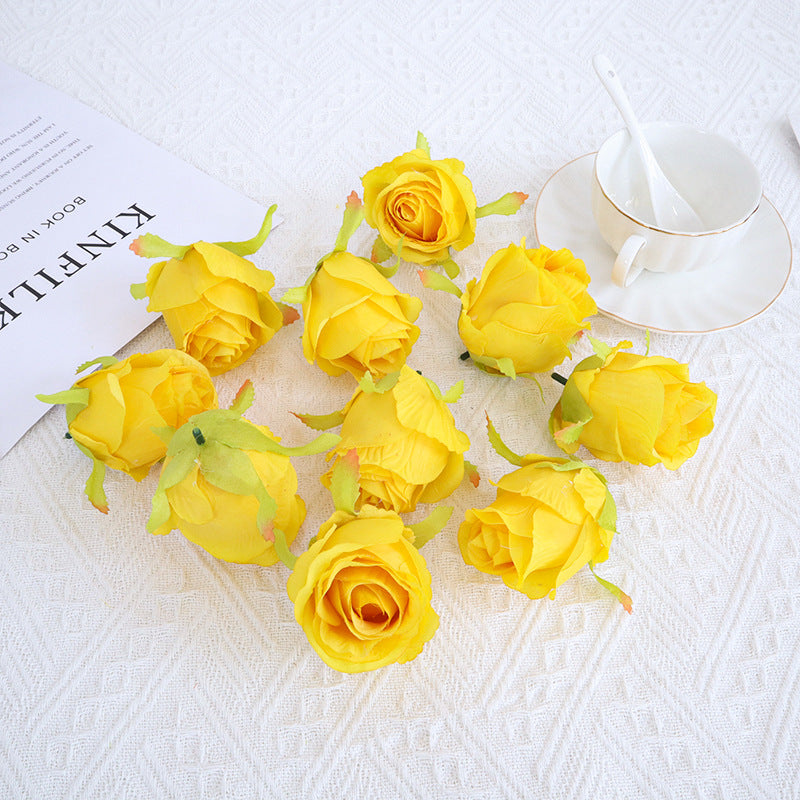 Rosas artificiales de 3" x 3" 10 piezas para bodas y eventos - Crema