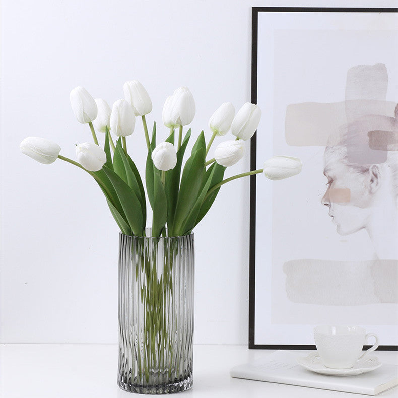 Tulipanes artificiales con tacto real de 18.8" para bodas y eventos - Champán