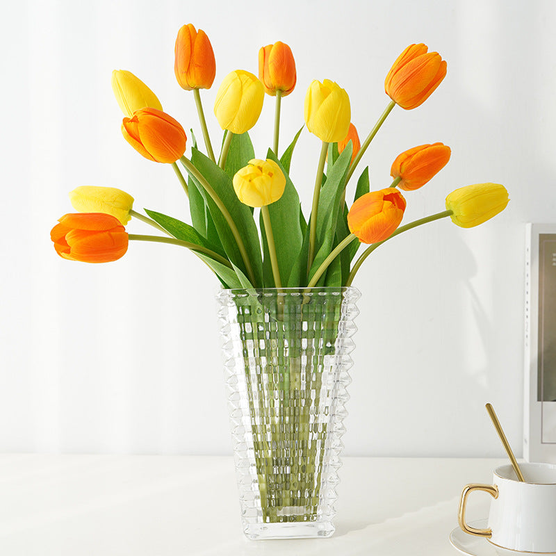 Tulipanes artificiales con tacto real de 18.8" para bodas y eventos - Naranja