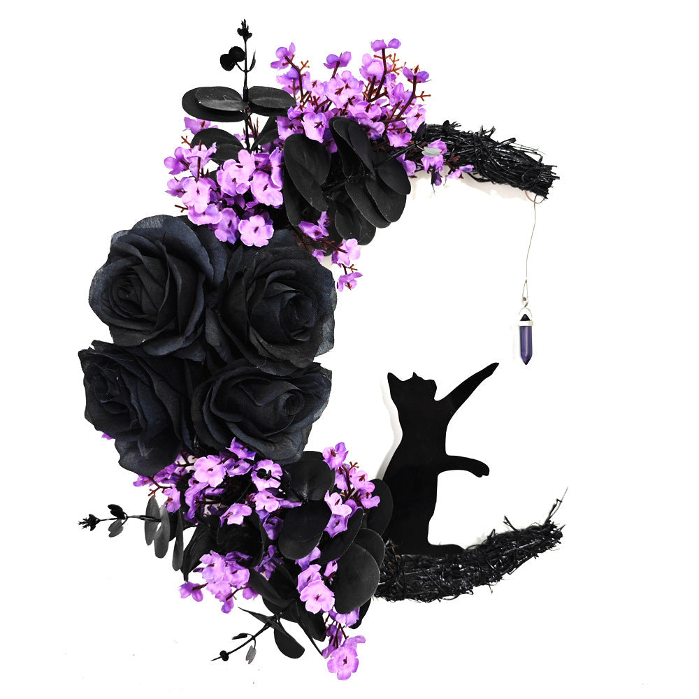 Corona o guirnalda artificial de 14" para decoración de interiores - Morado(glowing)