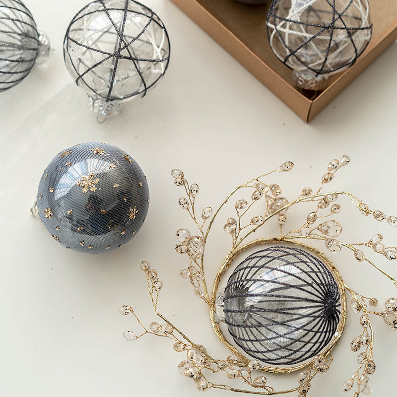 Adorno colgante artificial de 3" x 3" 6 piezas para decoración navideña - Dorado