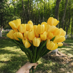 Tulipanes artificiales con resistencia a los rayos UV de 17" para jardín, balcón y terraza