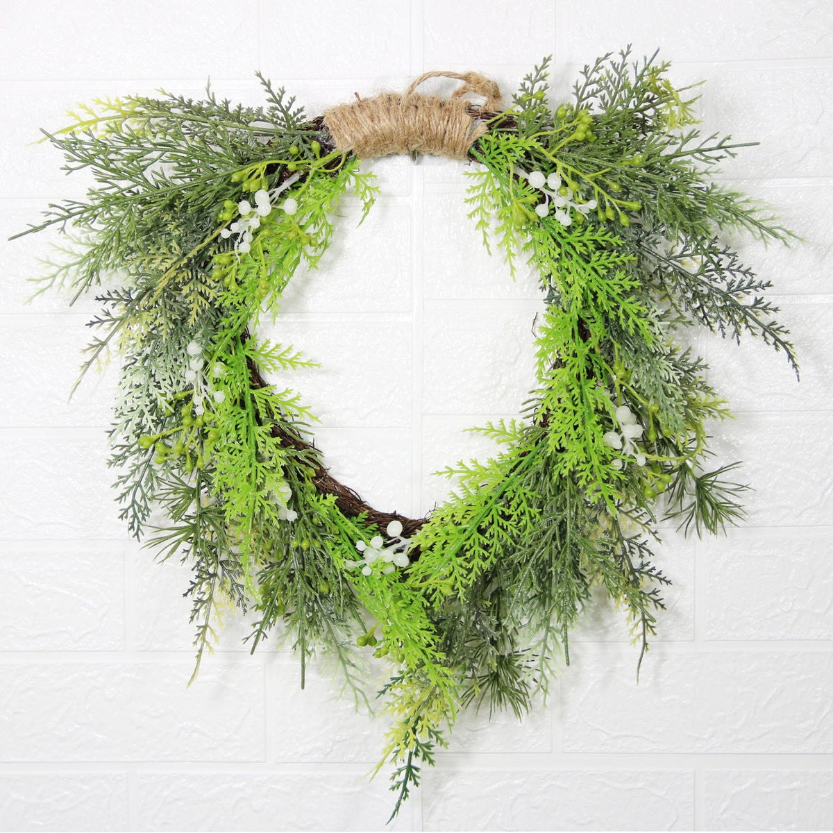 Ramas de pino artificiales de 18" x 15" para decoración de interiores - Verde