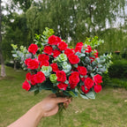 Rosas artificiales con resistencia a los rayos UV de 12" 8 piezas para jardín, balcón y terraza - Lilac