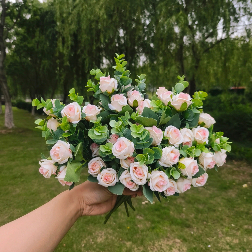 Rosas artificiales con resistencia a los rayos UV de 12" 8 piezas para jardín, balcón y terraza