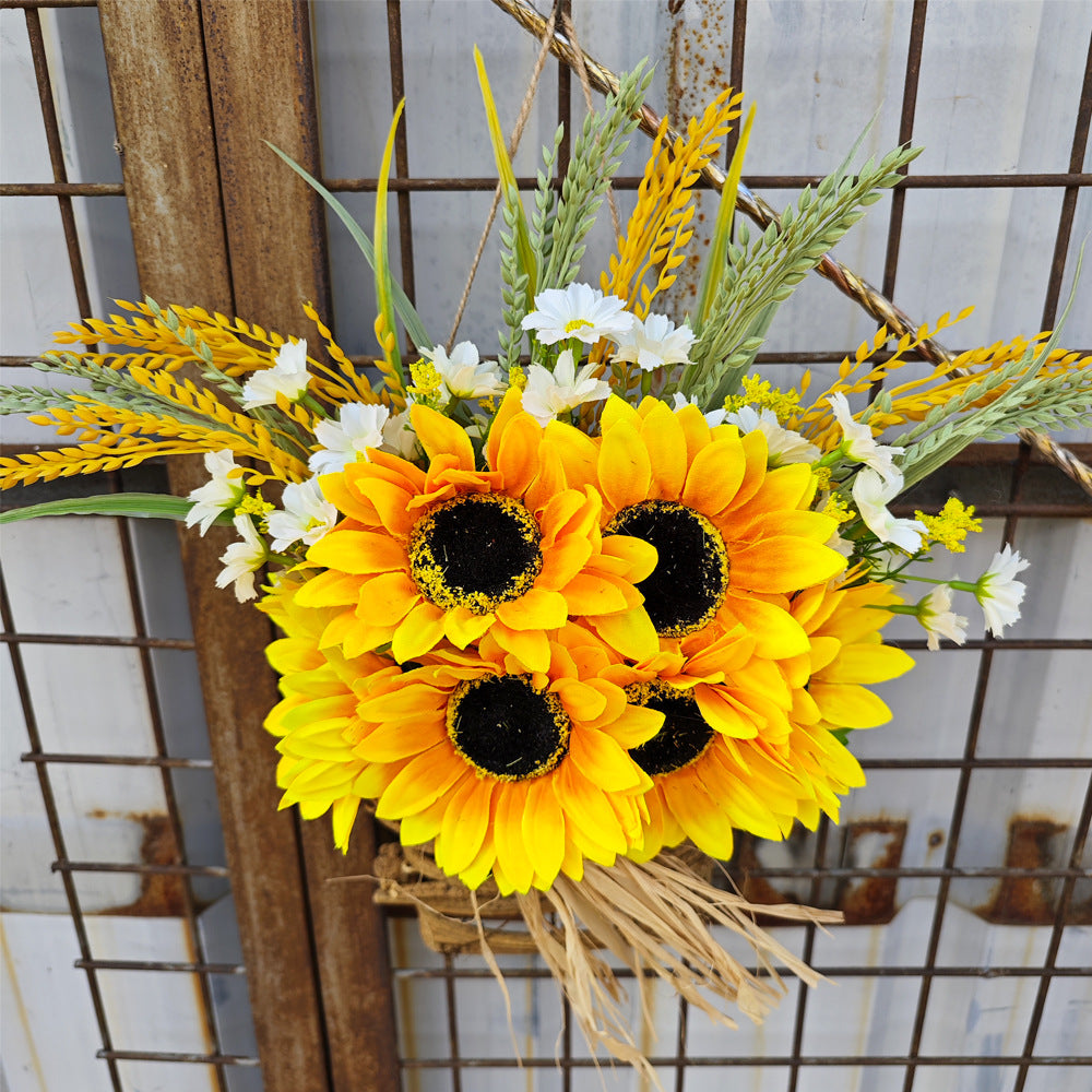 Girasoles artificiales con resistencia a los rayos UV de 19" x 19" para jardín, balcón y terraza