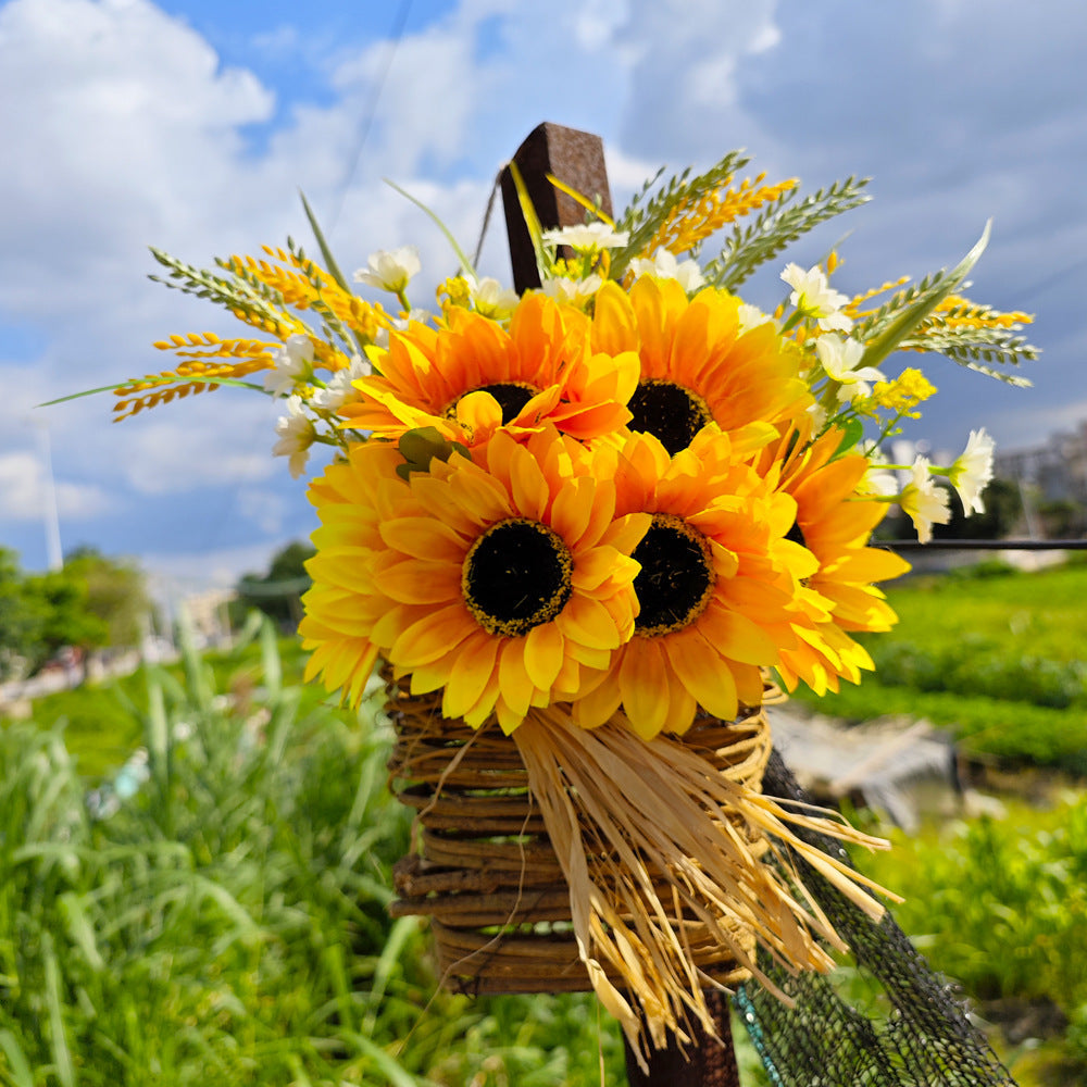 Girasoles artificiales con resistencia a los rayos UV de 19" x 19" para jardín, balcón y terraza
