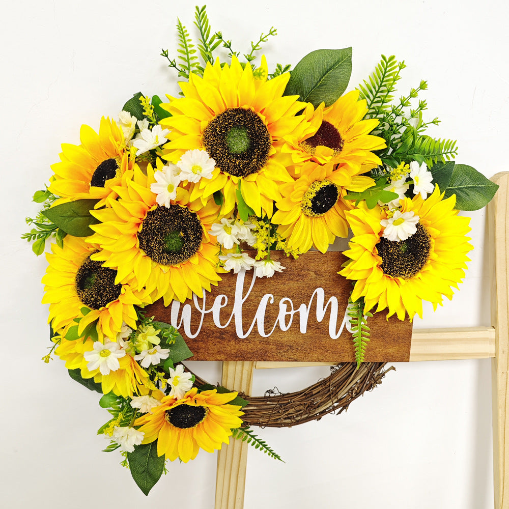 Girasoles artificiales de 17" x 17" para decoración de interiores - Amarillo