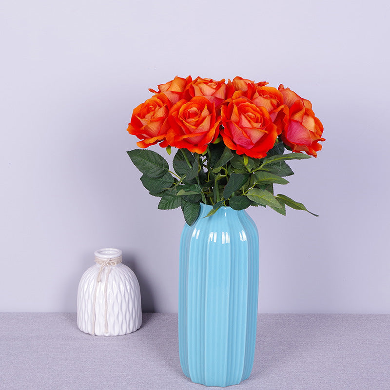 Rosas artificiales de 19" x 4" 10 piezas para bodas y eventos - Naranja/amarillo