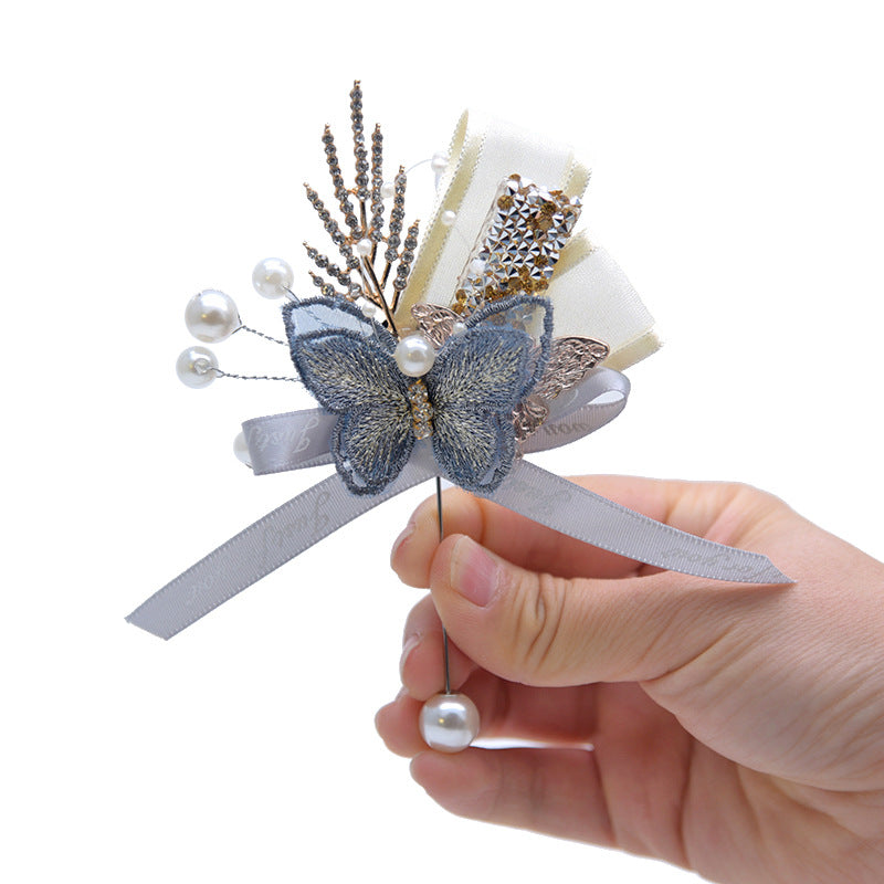 Boutonniere artificial de 3" x 2" para jardín, balcón y terraza - Dorado