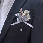 Boutonniere artificial de 3" x 2" para jardín, balcón y terraza - Azul