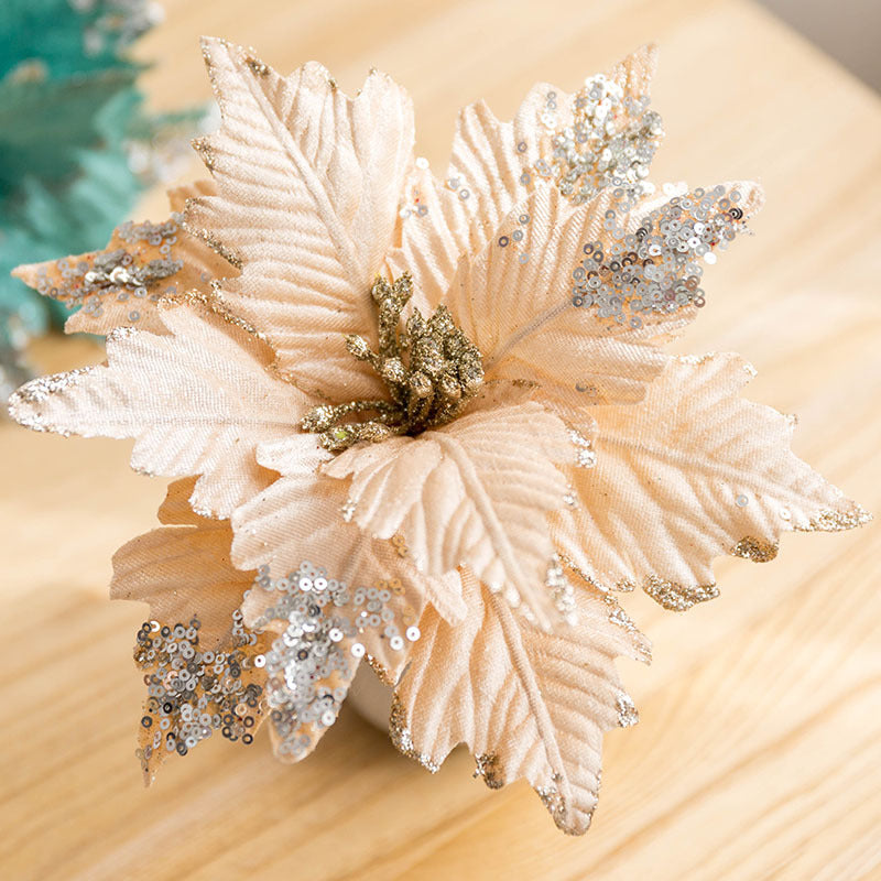 Flores de Pascua artificiales de 8" x 8" para bodas y eventos - Rojo