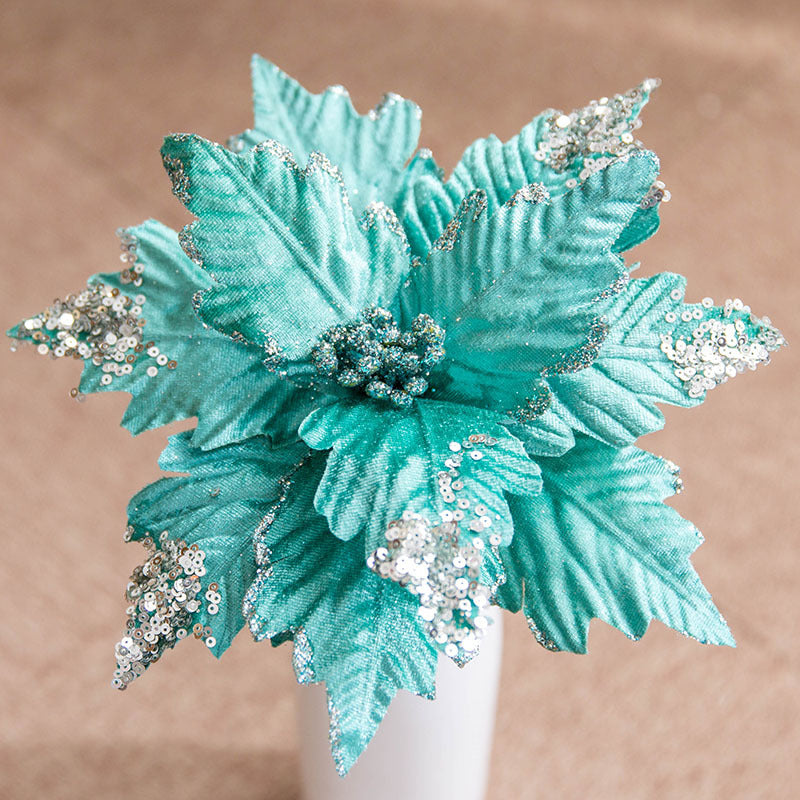 Flores de Pascua artificiales de 8" x 8" para bodas y eventos - Plateado