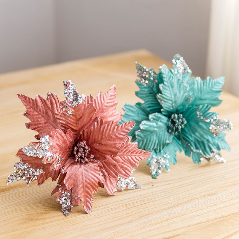 Flores de Pascua artificiales de 8" x 8" para bodas y eventos - Rosa