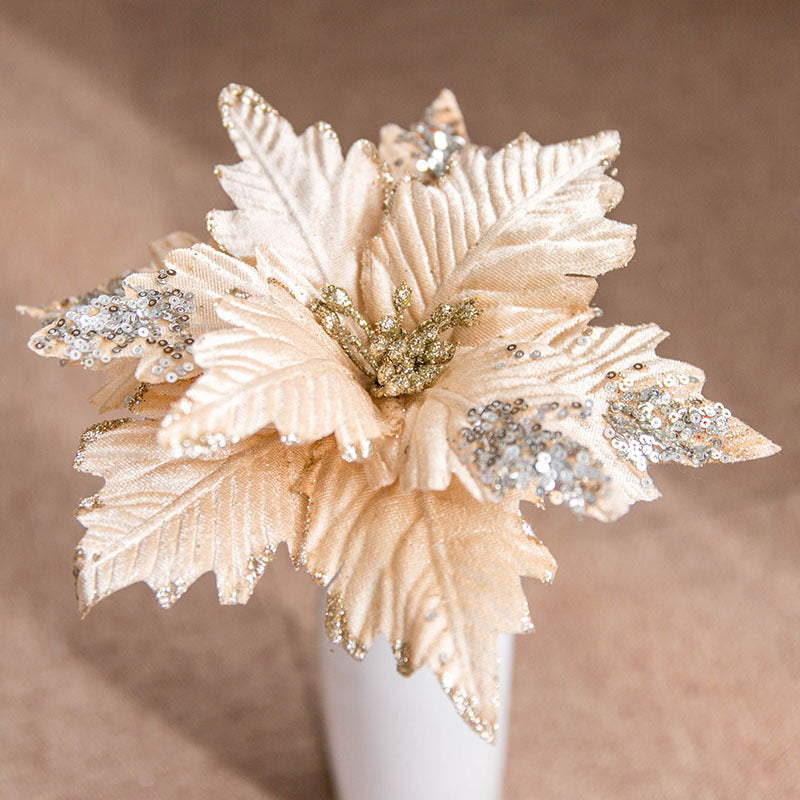 Flores de Pascua artificiales de 8" x 8" para bodas y eventos - Blanco