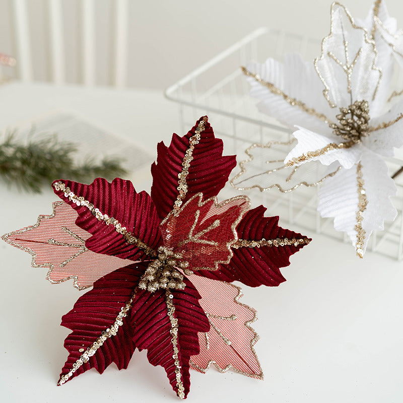 Flores de Pascua artificiales de 9.8" para bodas y eventos - Plateado
