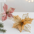 Flores de Pascua artificiales de 9.8" para bodas y eventos - Dorado
