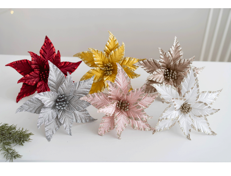 Flores de Pascua artificiales de 9.8" para bodas y eventos