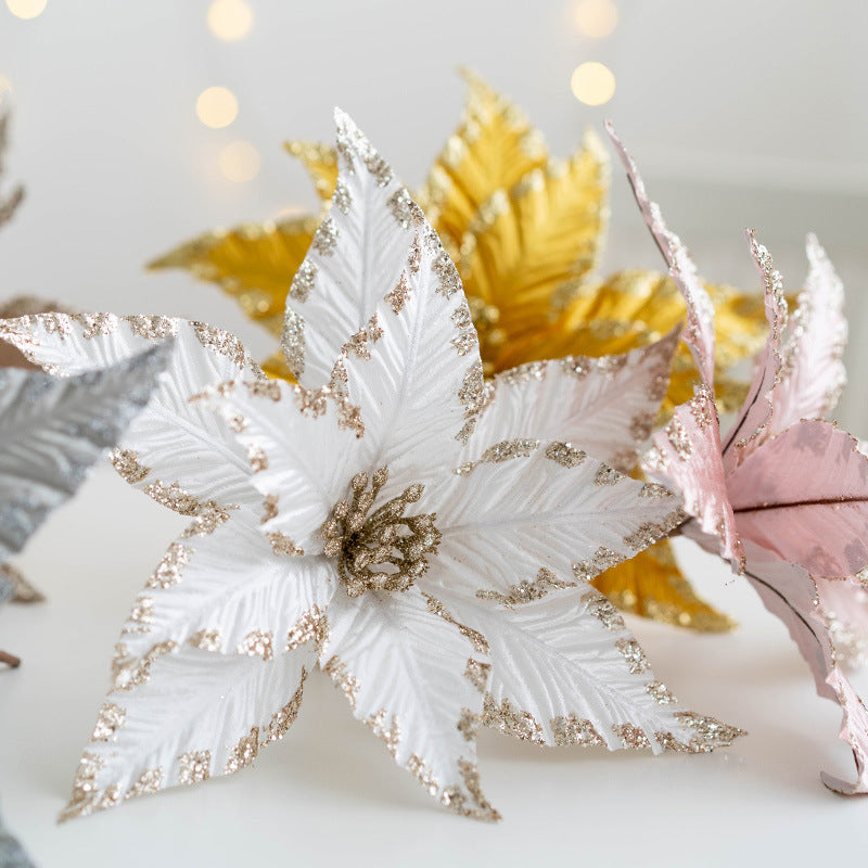 Flores de Pascua artificiales de 9.8" para bodas y eventos - Rosa