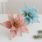 Flores de Pascua artificiales de 9.8" para bodas y eventos - Gris/champán