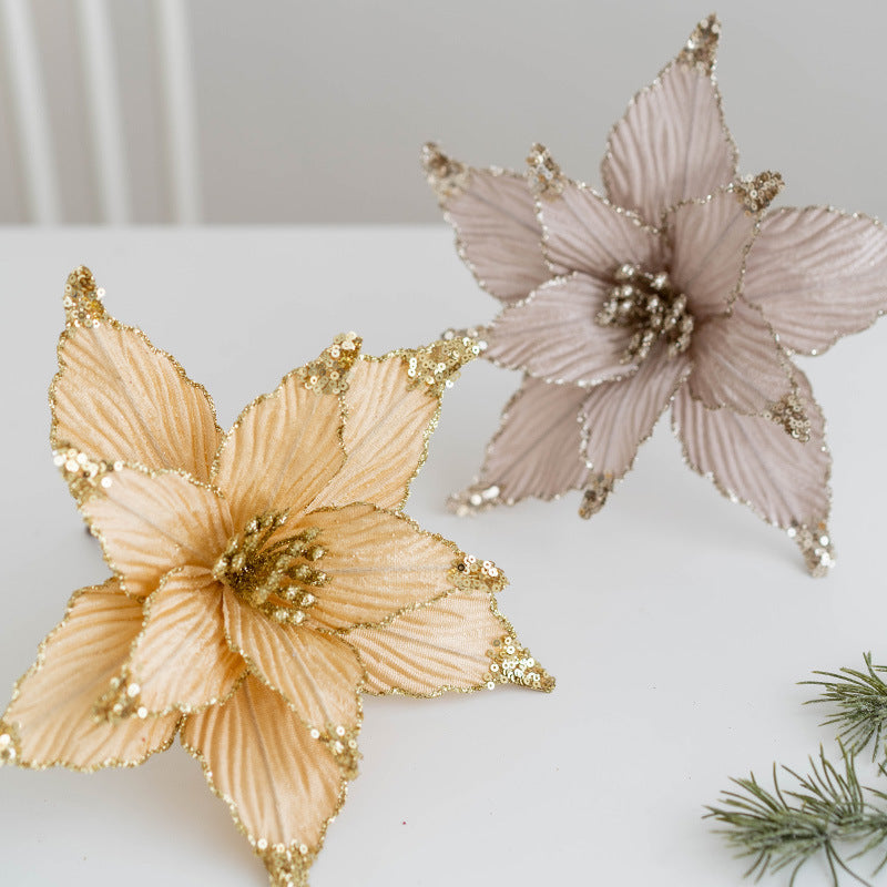 Flores de Pascua artificiales de 9.8" para bodas y eventos - Blanco